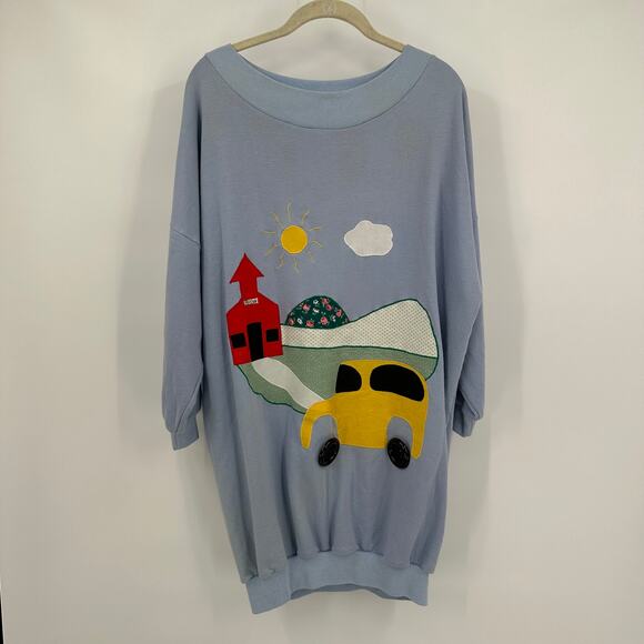 Womens Upcycled Teacher Sweatshirt One Size Back To School Artsy Whimsical - Picture 1 of 5
